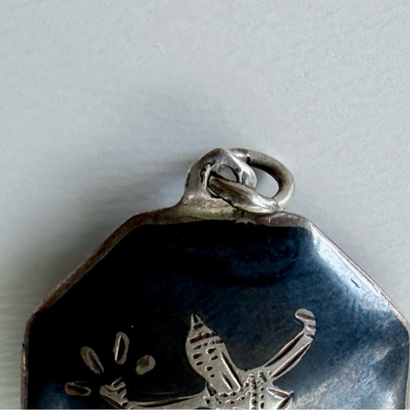 Vintage Double-Sided Siam Sterling Niello Pendant - Thai Dancer Mekkala 4.10g - Picture 6 of 11